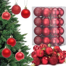 ascension Christmas Tree Decoration Red Balls Ornament Hanging Xmas Tree Décor Accessories Balls Pack of 24-picture-11
