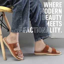 picson Women Stylish Double Buckle Slides | Premium Look & Extra Soft Cushion Flats Sandal image 4