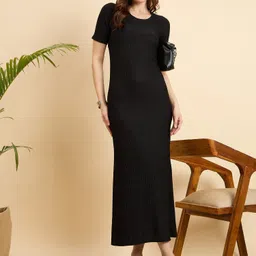 dwarros Women Maxi Black Midi/Calf Length Dress-picture-10