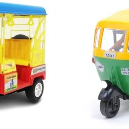 sarasi E-Rickshaw & CNG Auto Combo For Kids, Pull Back Action Toys image 2