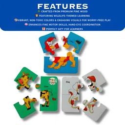 primitoys Wooden Animals & Birds Puzzle for Kids - Jigsaw Animal & Bird Puzzle (Set of 8) image 2