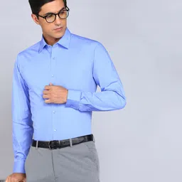 raymond Men Slim Fit Solid Spread Collar Formal Shirt image 5