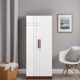 Jaguar 2 Door Wardrobe In Sapeli & Frosty White Colour With Locker-image-53
