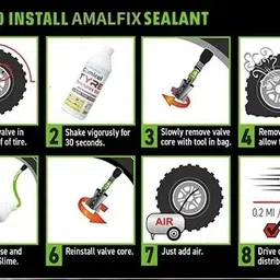 amalfix ASDASD TYRE SEALENT PACK OF 1 Tubeless Tyre Puncture Repair Kit image 2