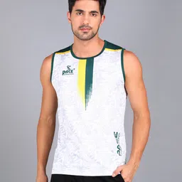 pace international Men Printed Round Neck Polyester Green, White T-Shirt-picture-22