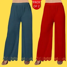 kiran impex Pack of 2 Women Straight Fit Multicolor Lycra Blend Trousers-picture-26