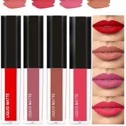 blushis Non Transfer Liquid Waterproof Matte Liquid Lipstick Pack of 4 Shade Nudes-picture-18