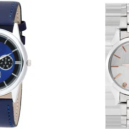 umikastore Analog Watch - For Men 6084_ Blue_black Suede_7016_Silver_Gold_clock-4-picture-27