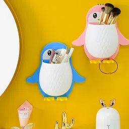 shreejee Plastic Penguin Design Wall Mounted Storage Organizer for Bathroom/Kitchen Etc x3.560 Storage Basket image 3
