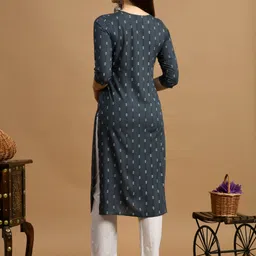 metafab Women Embroidered Viscose Rayon A-line Kurta image 2