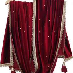 dupattaa Velvet Self Design Maroon Women Dupatta-picture-12