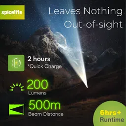 spicelite FLP 201 2W LED Torch with Multi Mode, SOS Mode, 1W Side Light, USB-C Pocket Torch image 2