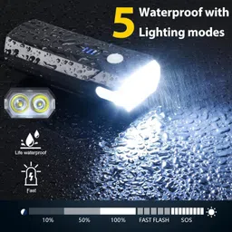 ahyra Bicycle Lights USB Rechargeable, Cycling Front Light with 5 Modes LED Front Light image 5