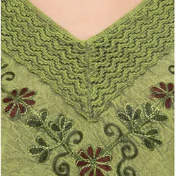 saakaa Casual Regular Sleeves Embroidered Women Green Top image 4