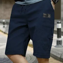 tyrell Solid Men Dark Blue Cargo Shorts-picture-22