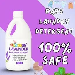 bunniez Laundry Liquid Safe & Gentle on Clothes, Removes Germs No Harmful Chemicals Lavender Liquid Detergent image 3