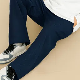 metronaut Men's Polyester Causal Drawstring Comfortable Loose Fit Trouser Pant Loose Fit Men Dark Blue Polyester Trousers image 4