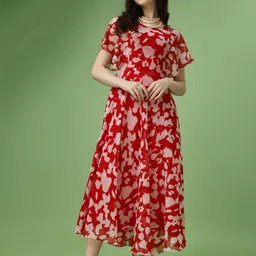 fashion2wear Women A-line Red Ankle Length Dress-picture-18