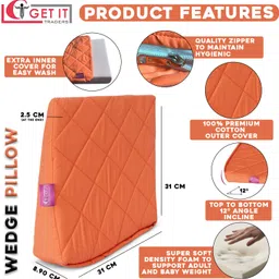 get it Mutli Purpose Wedge Pillow, Removable cover with Zip Breastfeeding Pillow image 2