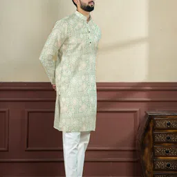 koshin Men Pure Linen Kurta Pyjama Set image 3