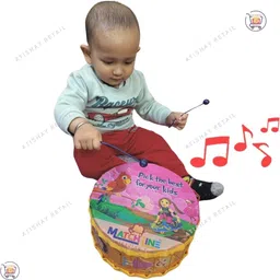 atishay retail Plastic Large Dafli Drum for Kids with Sticks | Birthday Gift | Age 1 to 6 Years image 4