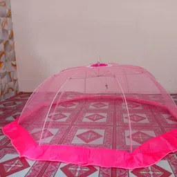 yinenterprises Fibre Kids Washable New collection 8 stick pink colour non flower design baby mosquito net Mosquito Net-picture-10