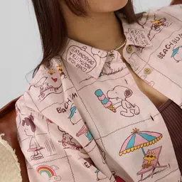 the souled store Women Oversized Fit Printed Button Down Collar Casual Shirt image 5