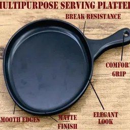 zido 1 Pcs. Multipurpose Serving Platter for all type of snacks & Tandoori Items Sizzler Tray image 2