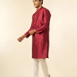 diwas by manyavar Men Self Design Art Silk Straight Kurta image 5