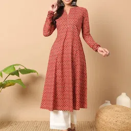 fiorra Women Floral Print Pure Cotton A-line Kurta-picture-26