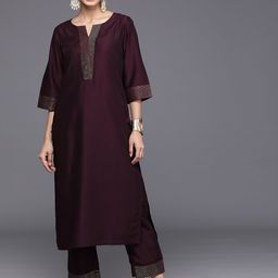 libas Women Silk Blend Kurta Pant Set-picture-34