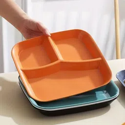 sugaalsu 3-Compartment Food Serving Plates – Dishwasher Safe Plates for Adults & Kids_N Sectioned Plate image 3