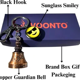 voonto Tibetan Bell Keyring Guardian Bell Sunglass Smile Black Hook-Copper Pack1 Key Chain image 2