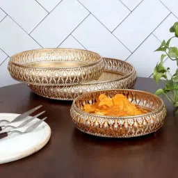 amaya decors Round Etching Basket Set of 3 image 1