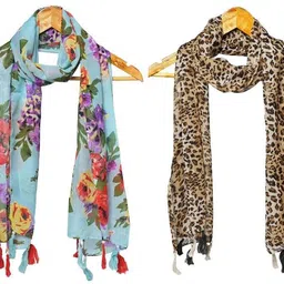 stolevilla Printed Chiffon Women Multicolor Scarf, Stole, Fancy Scarf-picture-14