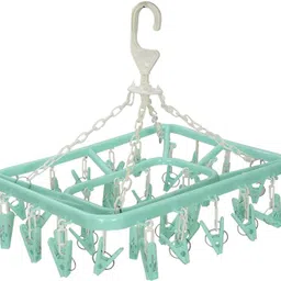 unitysales Plast Cloth Drying Hanger with 32 Plastic Clips (Set of 1) Plastic Cloth Clips-picture-13