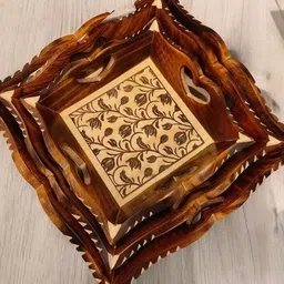 jk handicraft 3pcs serving tray square shape Plate, Tray Serving Set-picture-33
