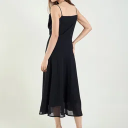 aayu Women Fit and Flare Black Midi/Calf Length Dress image 2