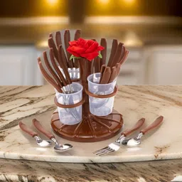 sorath Stylish Cutlery Set for Dining Table - Stainless Steel 24 Piece with Stand Stainless Steel, Plastic Cutlery Set image 2