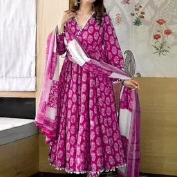 rd textiles Ritu Floral Print Anarkali Kurta, Bottom & Dupatta Set-picture-12
