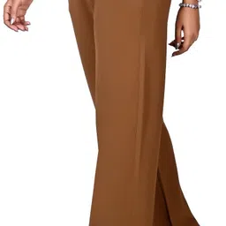 ankit fashion Women Regular Fit Brown Cotton Blend Trousers-picture-11