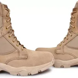 red eleven Genuine Leather Side Zip Army & Tactical Shoes, Boots For Men (Beige Boots For Men image 5
