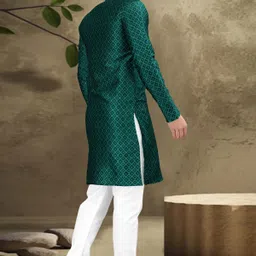 parallel times Men Solid Jacquard Straight Kurta image 2