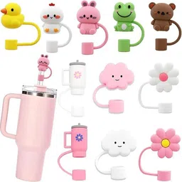 meeto Cute Straw Cover ||Tumblers Tip Cover for 10mm Straws Reusable||2 Pcs Random Silicone Bottle Stopper-picture-20