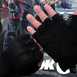 Tactical Half Finger Gloves for Sports, Hard Knuckle, Hiking, Motorcycle Riding Riding Gloves-image-1