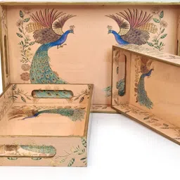 deeptech expertise Peacock Design Serving Tray Set with Handle Tray-picture-23