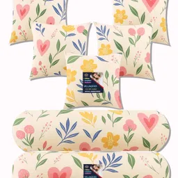 villagers Microfibre Bolster Pack of 7 Floral 5 Cushion and 2 Bolster-picture-15