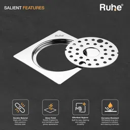 ruhe Floor Stainless Steel Push Down Strainer image 4