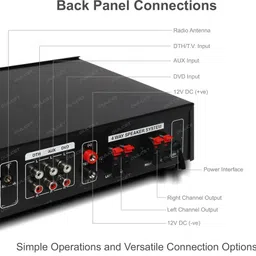dulcet DC-A50X 2 Channel High Power Stereo Amplifier with Big LED Display/Bluetooth/MIC Input/USB/SD Card Slot/FM Radio/AUX Input/Remote Control & Built-in Equalizer with Bass, Treble & Balance Control 160 W AV Power Amplifier image 5