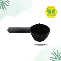 trilonium Triple-Seasoned Cast Iron Tadka Pan 11cms | with Heat Proof Silicone Sleeve | Tadka Pan 12 cm diameter 0.45 L capacity image 3